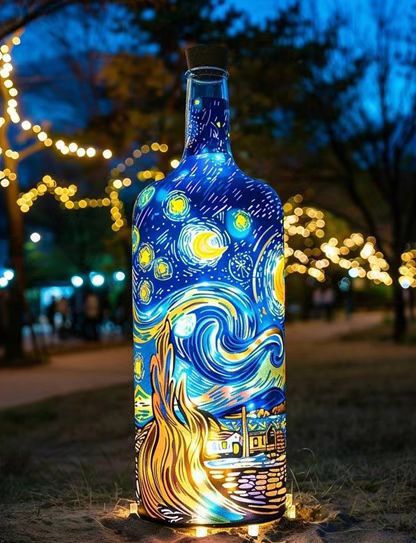 玻璃鋼透明發光瓶子雕塑